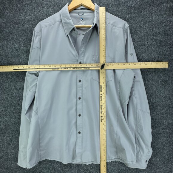 KUHL Shirt Mens Medium Gray Button Up Stretch Quick Dry Performance Outdoor Hike - Picture 10 of 16